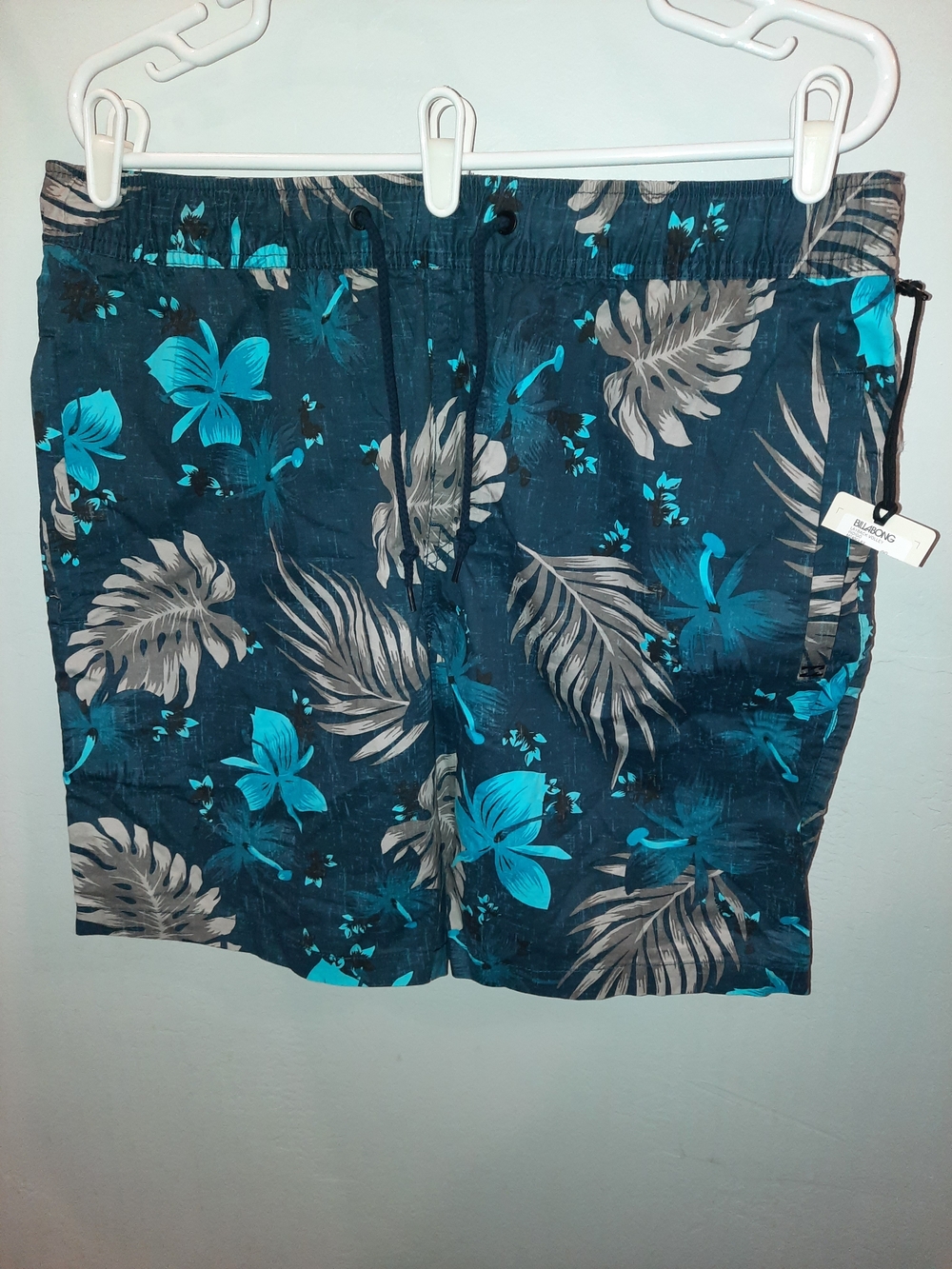 NWT Billabong Men's Tropical Print Swim Trunks Navy & Teal Size 34